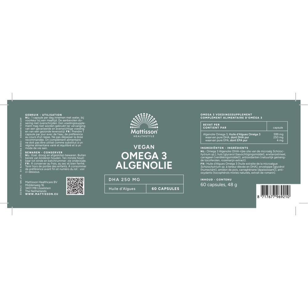 Mattisson Algenolie DHA 250 mg 60 vcaps