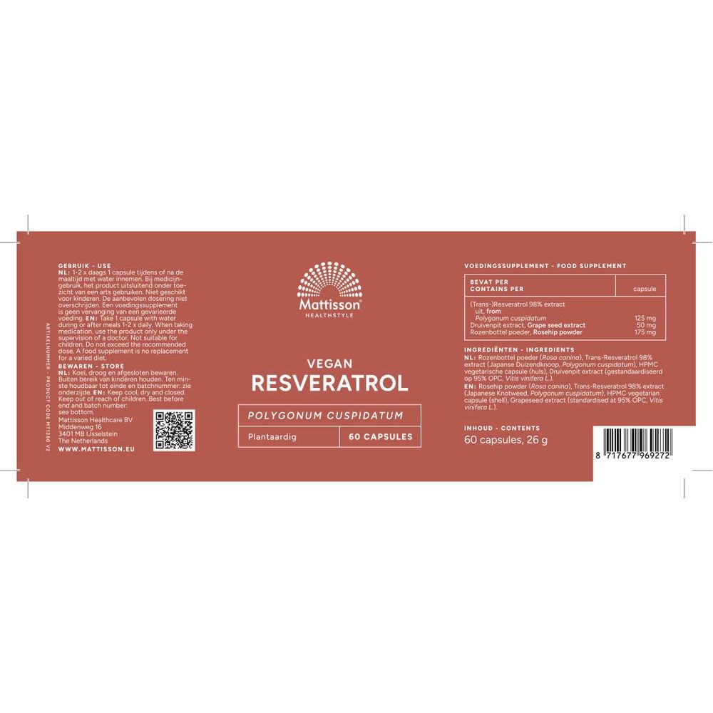 Mattisson Resveratrol 98% 125 mg 60 vcaps