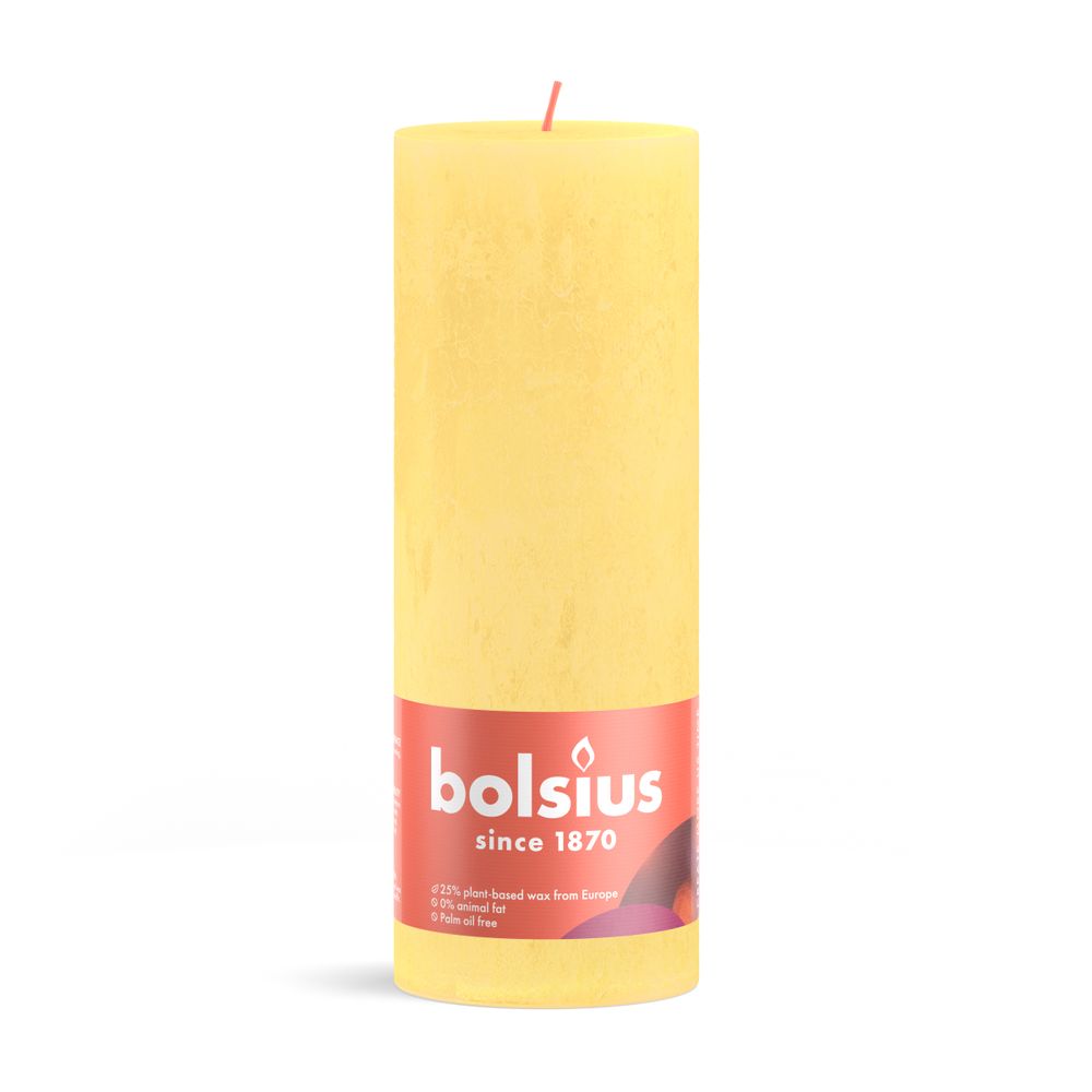 Bolsius Rustiek Stompkaars 190/68 Sunny Yellow 1 st