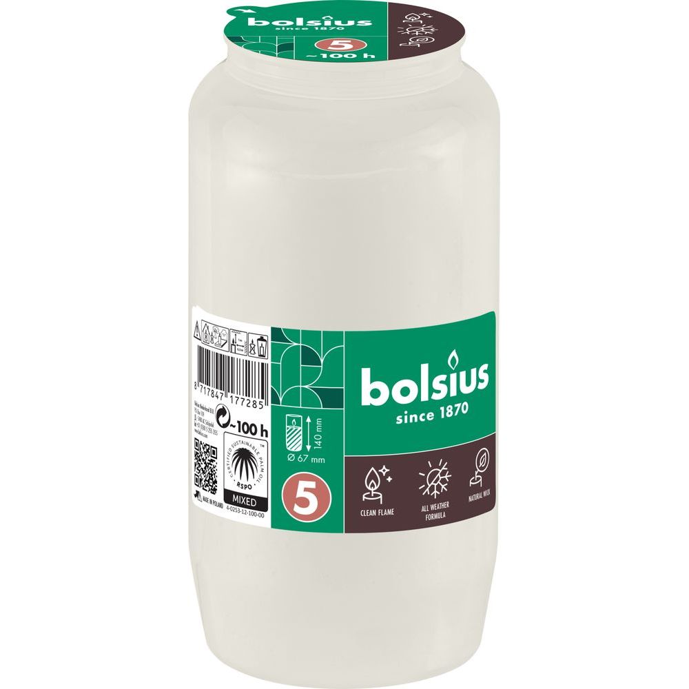 Bolsius Herdenkingslicht nr. 5 Wit 1 st