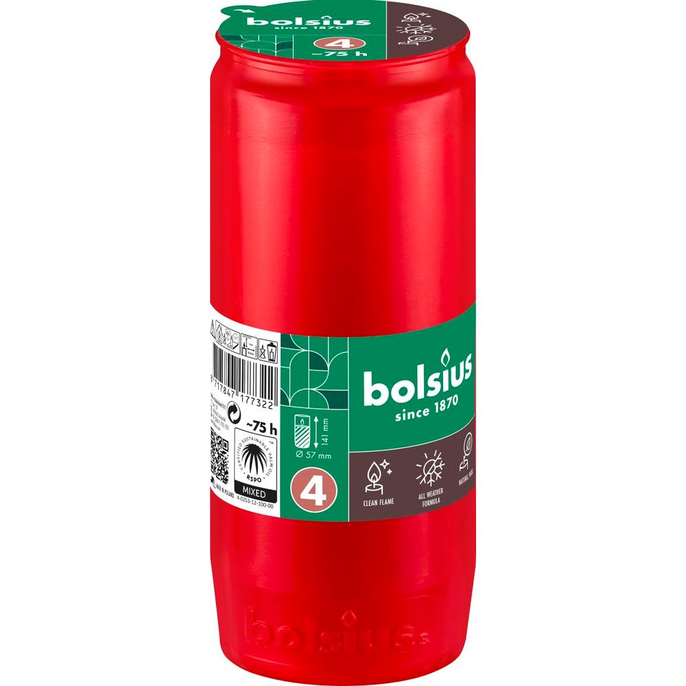 Bolsius Herdenkingslicht nr. 4 Rood 1 st
