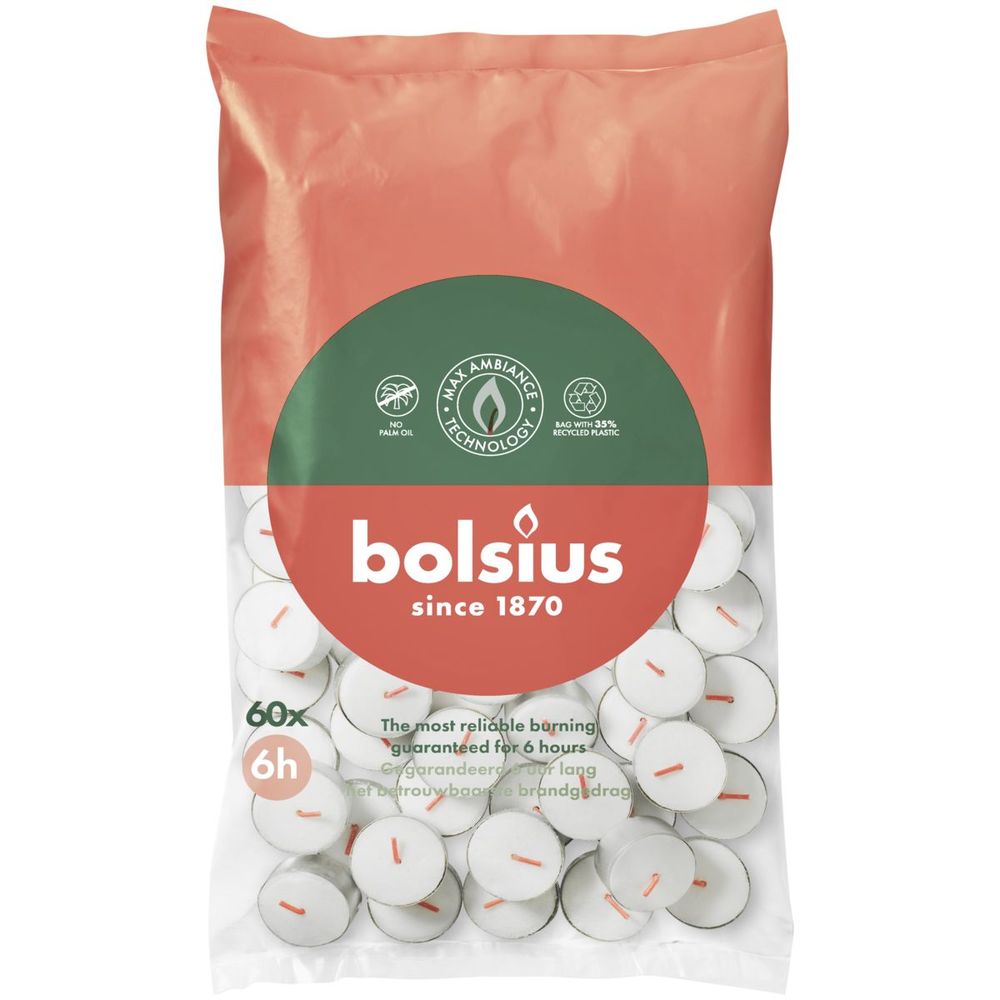Bolsius Theelichten 6 Uur Wit 60 st