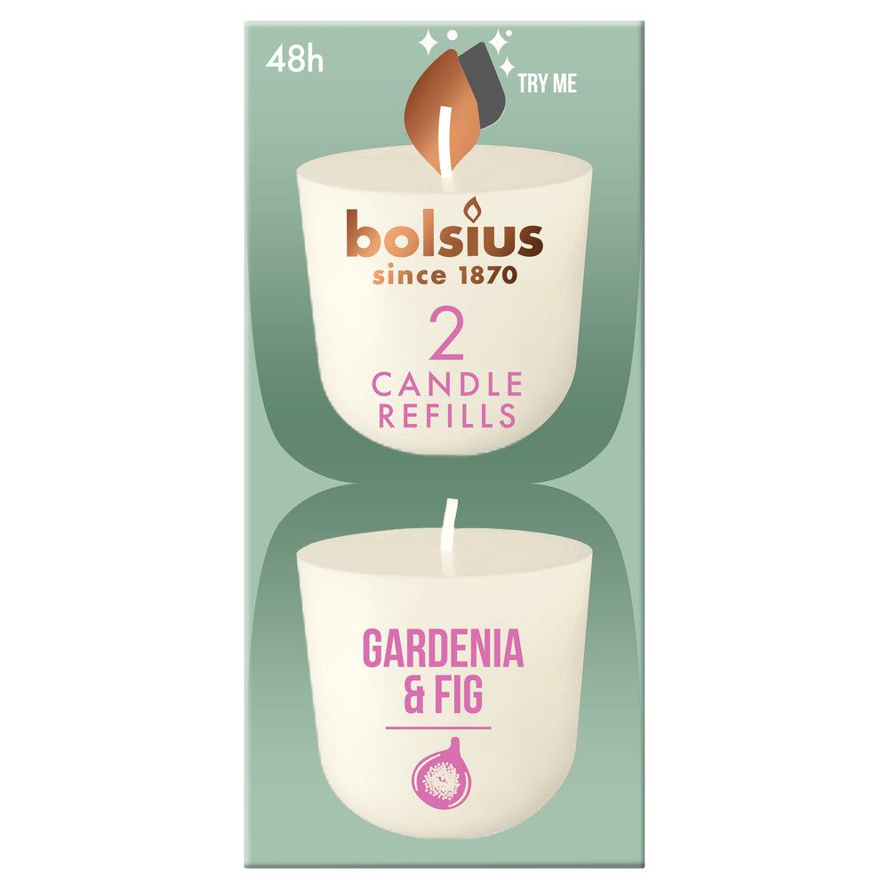 Bolsius Clean light gardenia & fig navul 2 stuks