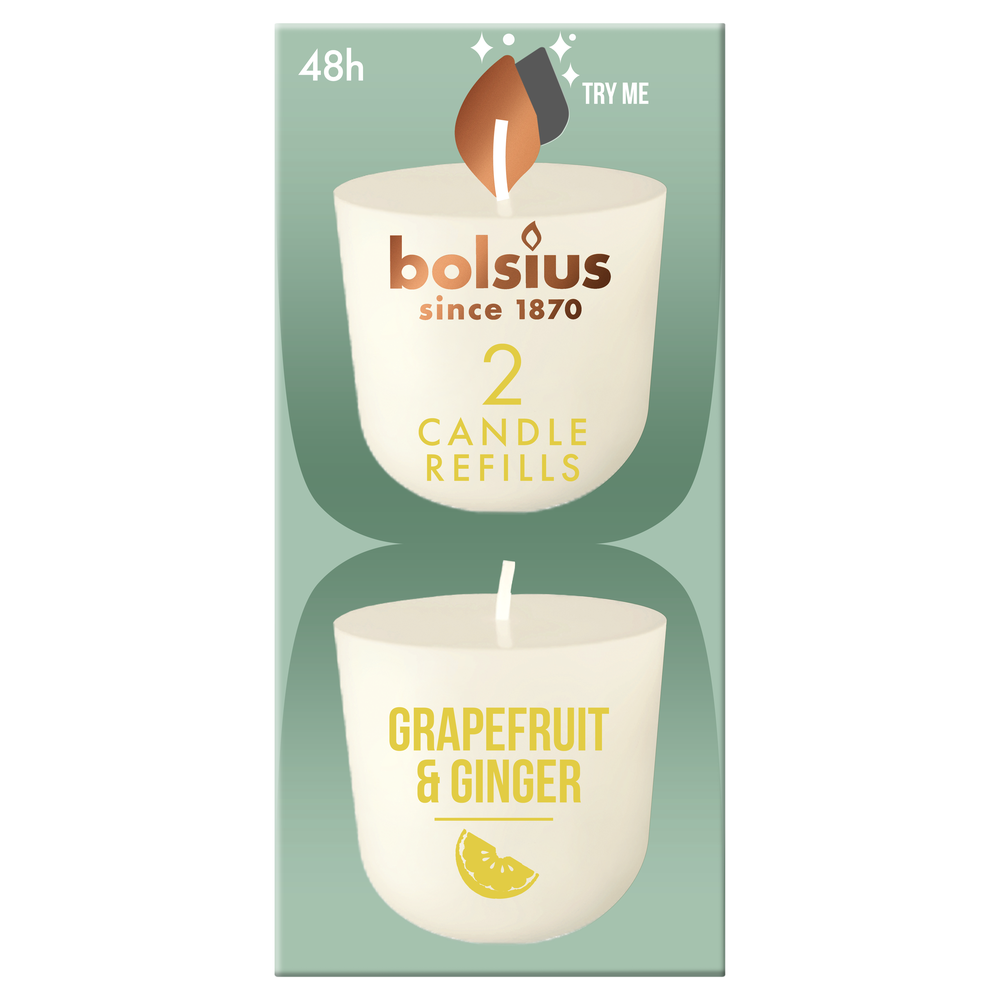 Bolsius Clean Light Geurkaars Navul Grapefruit & Ginger 2 st