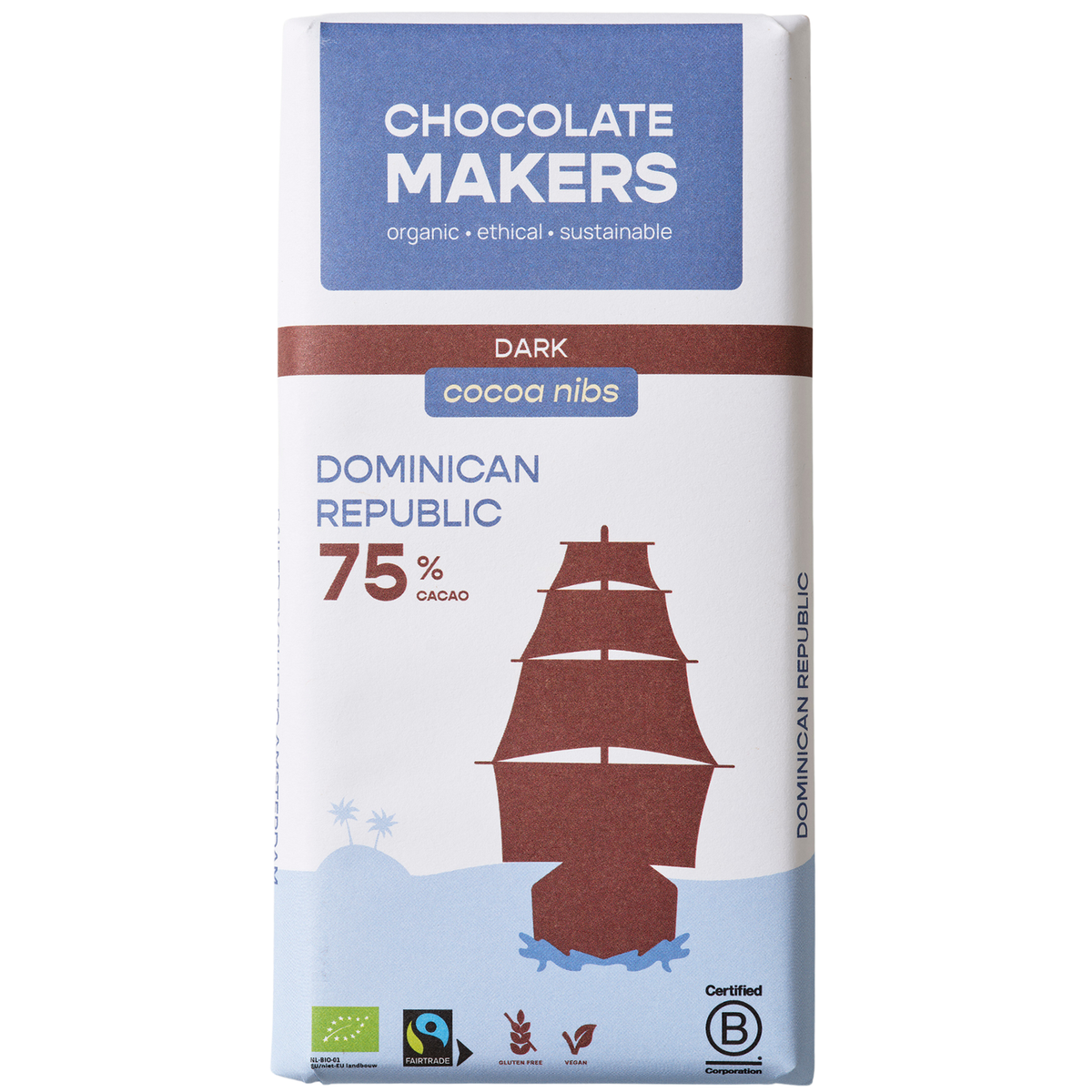 Chocolatemakers Reep tres hombres 75% puur met cacaonibs 80 gram