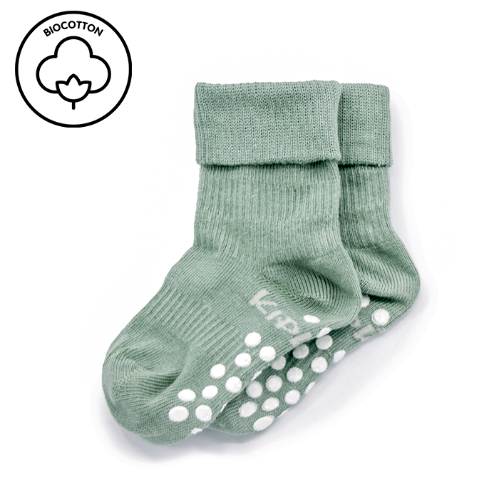 Kipkep Blijf-sokjes antislip 12-18 maanden pale green