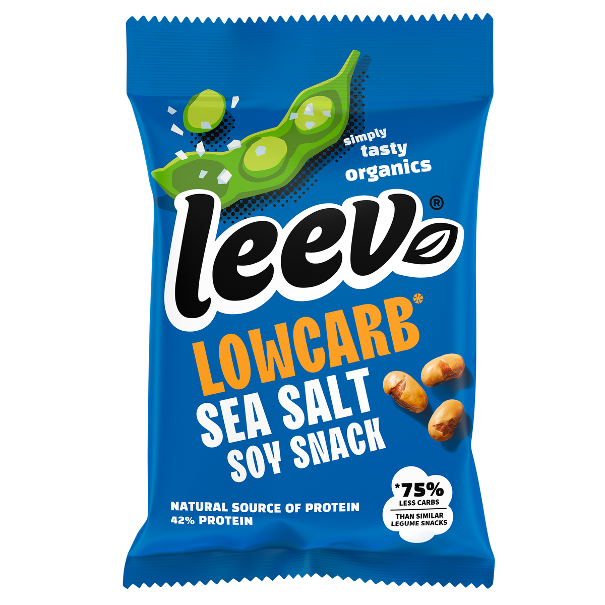 Leev lowcarb snack soyabonen met zeezout biologisch 45 gram
