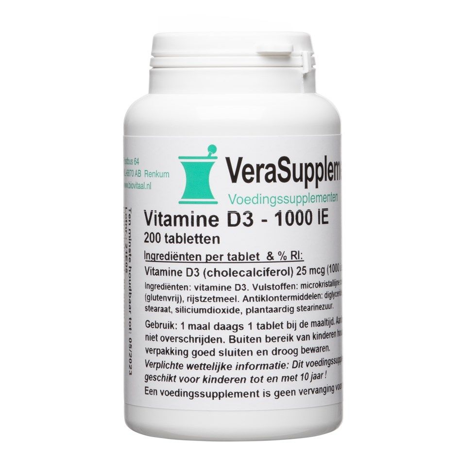 VeraSupplements Vitamine D3 25mcg 200 tb