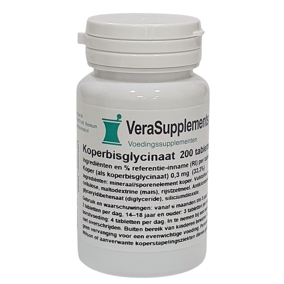 VeraSupplements Koperbisglycinaat Tabletten 200 tb