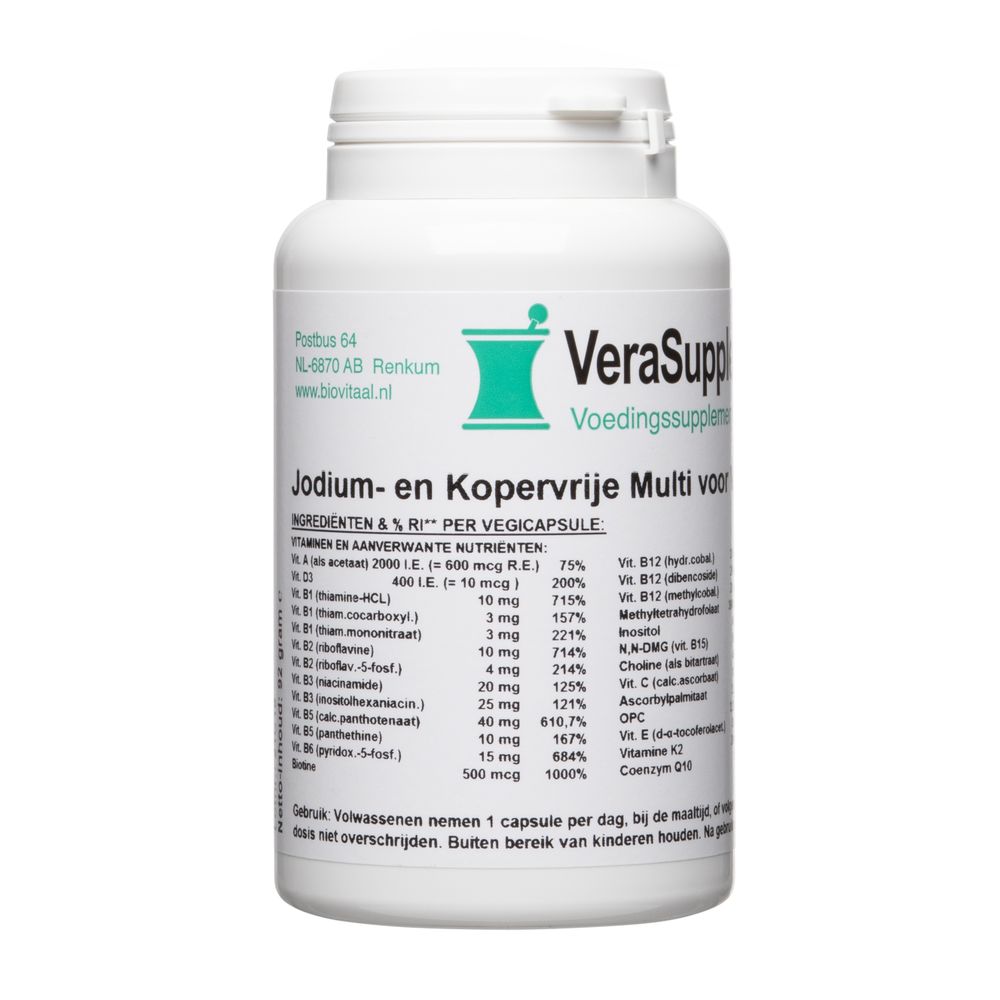 VeraSupplements Jodium- en Kopervrije Multi voor Volwassenen Capsules 100 vcp