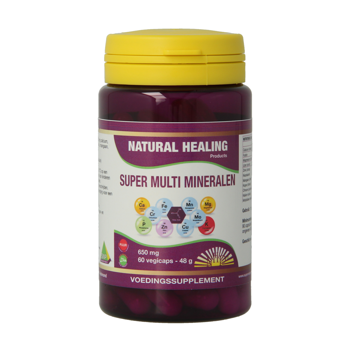 NHP Super multi mineralen 650 mg puur 60 capsules