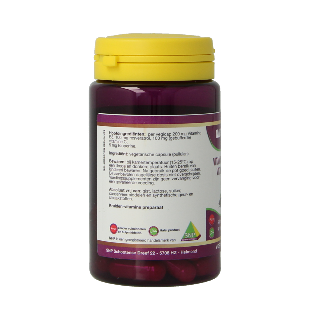 NHP Vitamine B3 Resveratrol Gebufferde Vitamine C Bioperine 30 vcaps
