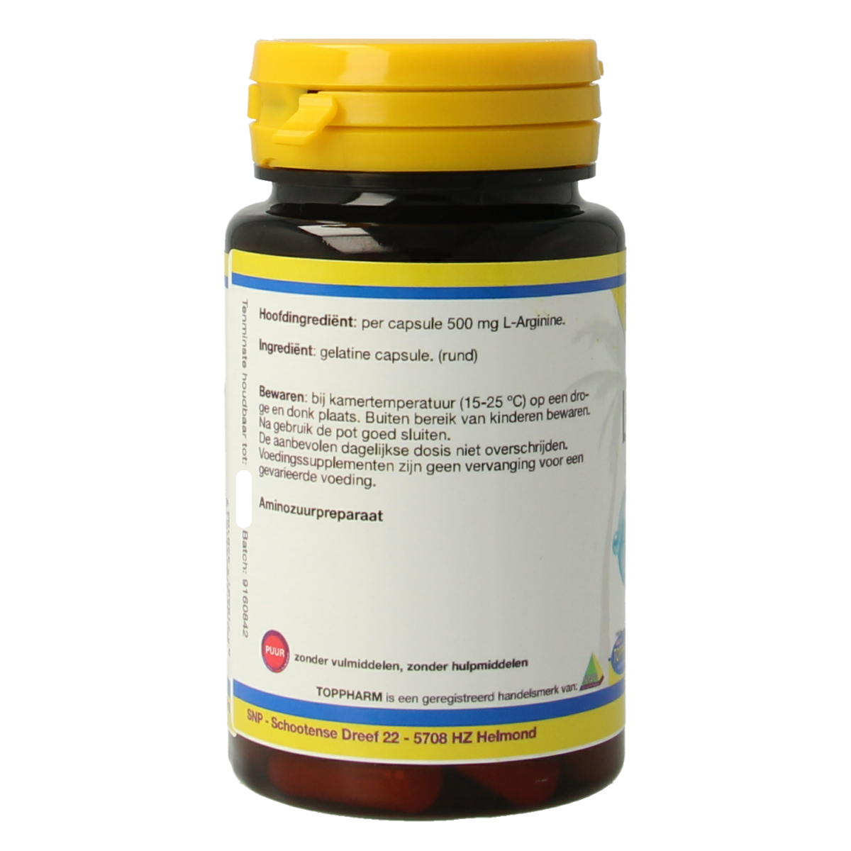 Toppharm L-arginine 500 mg puur 50 vcaps