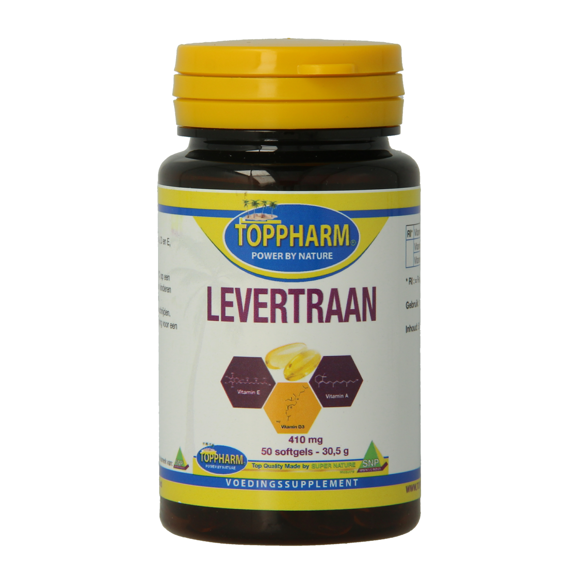 Toppharm Levertraan 410 mg 50 softgels