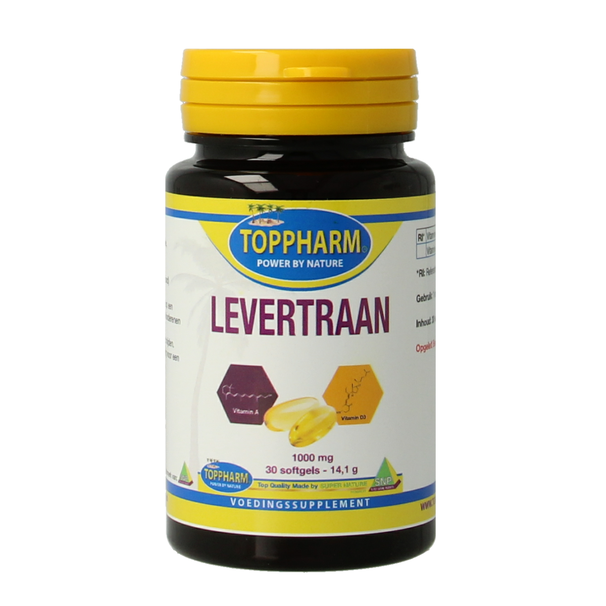 Toppharm Levertraan 1000 mg 30 softgels