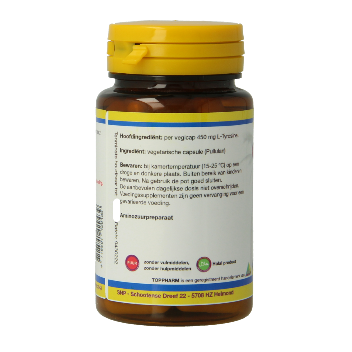 Toppharm L-tyrosine 450 mg puur 50 vcaps
