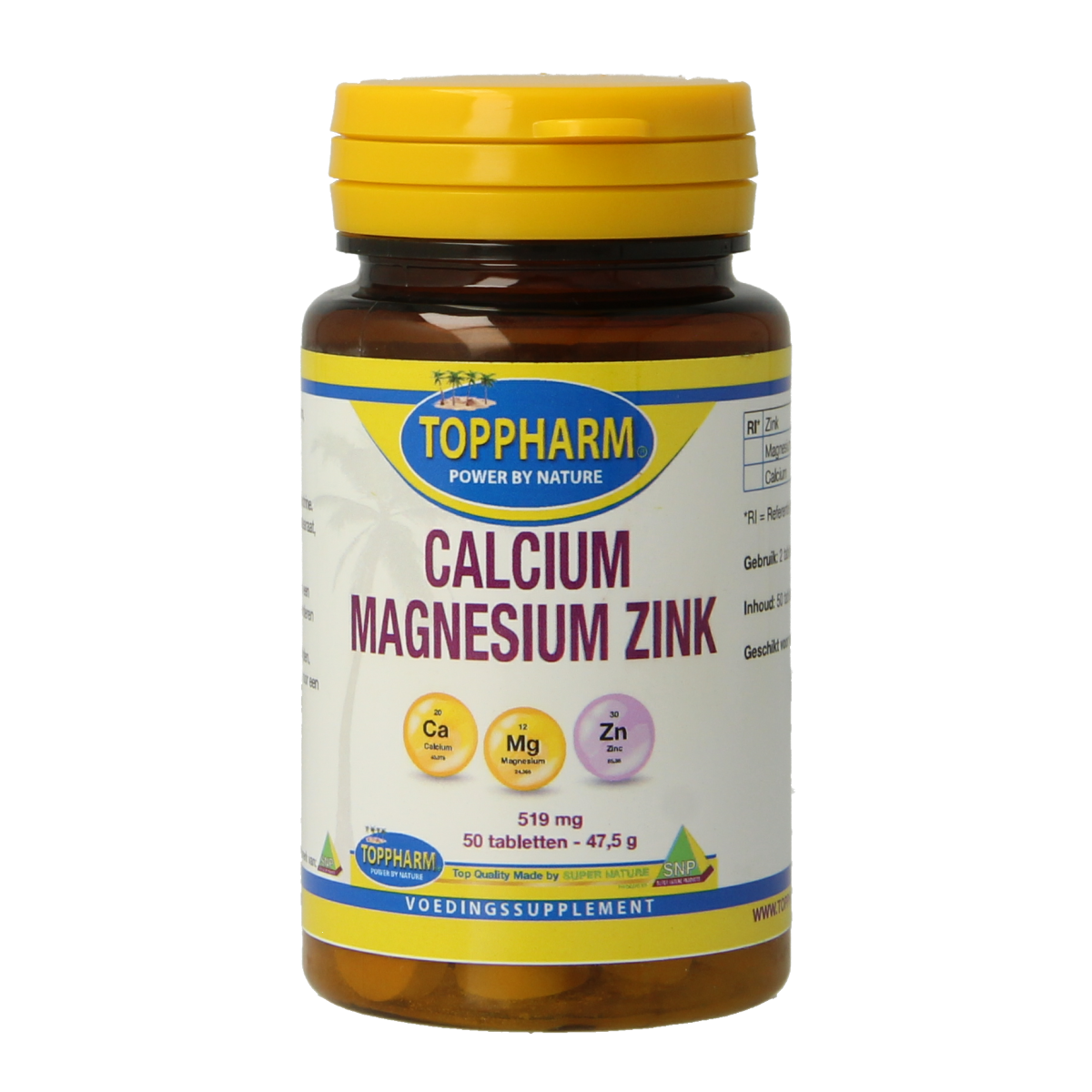 Toppharm Calcium Magnesium Zink 50 tabletten