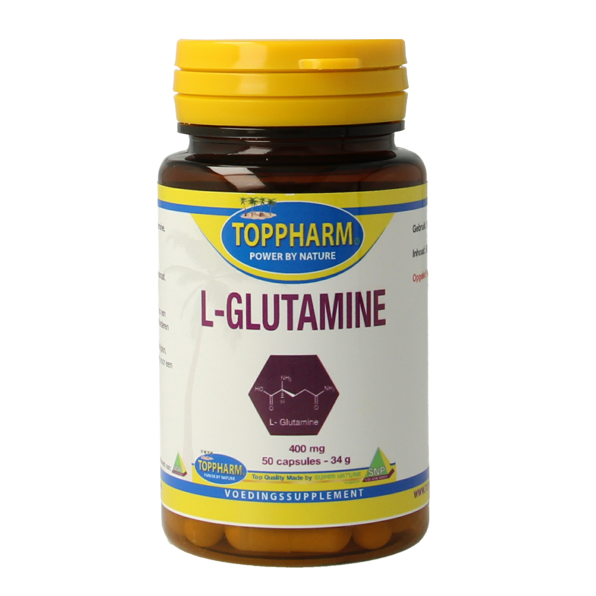 Toppharm L-glutamine 400 mg 50 capsules