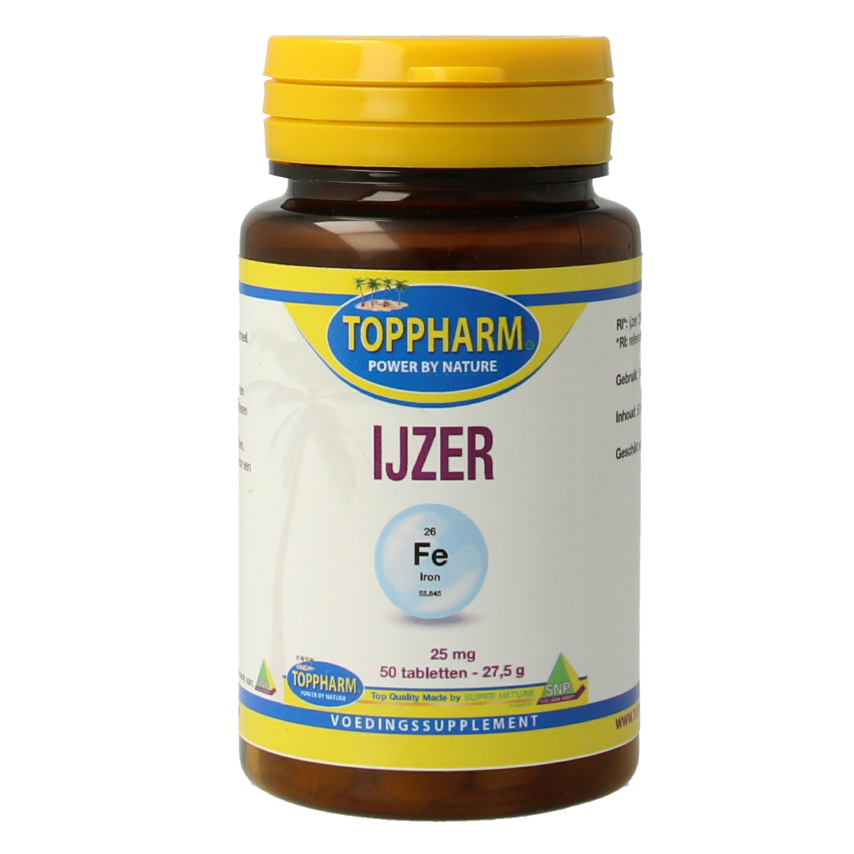 Toppharm Ijzer 25 mg 50 tabletten