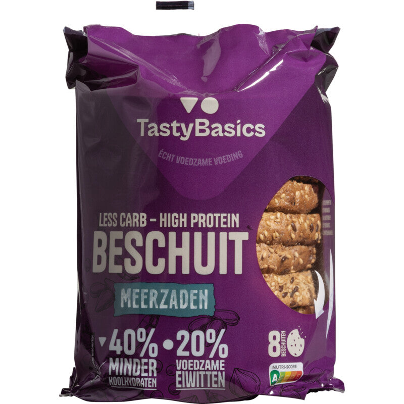 Tastybasics Less carb-high protein beschuit meergranen 168 gram