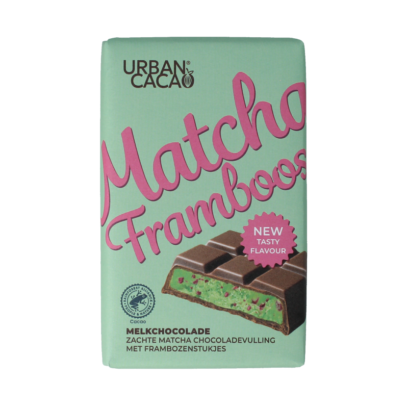 Urban Cacao Matcha framboos 140 gram