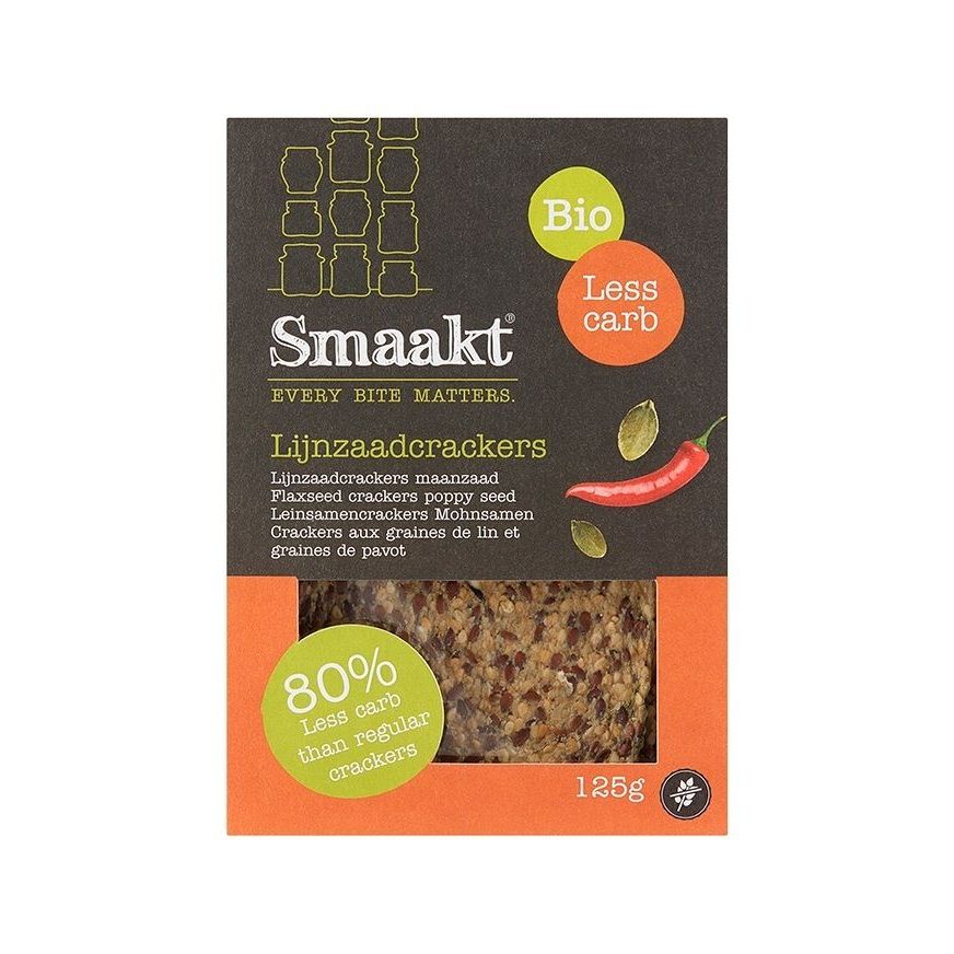 Smaakt Less Carb Lijnzaad Crackers 125 gr