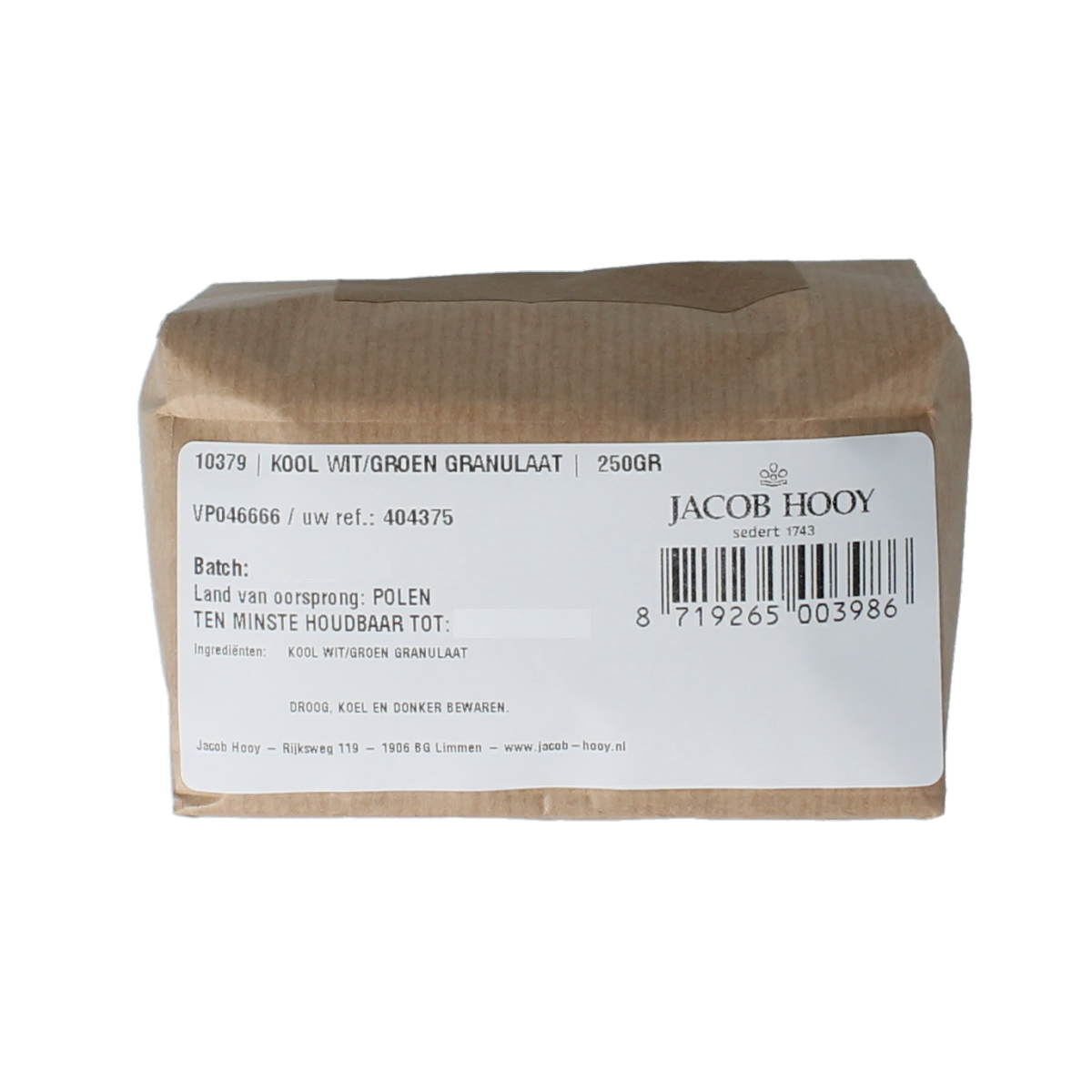 Jacob Hooy Kool wit/groen granulaat 250 gram