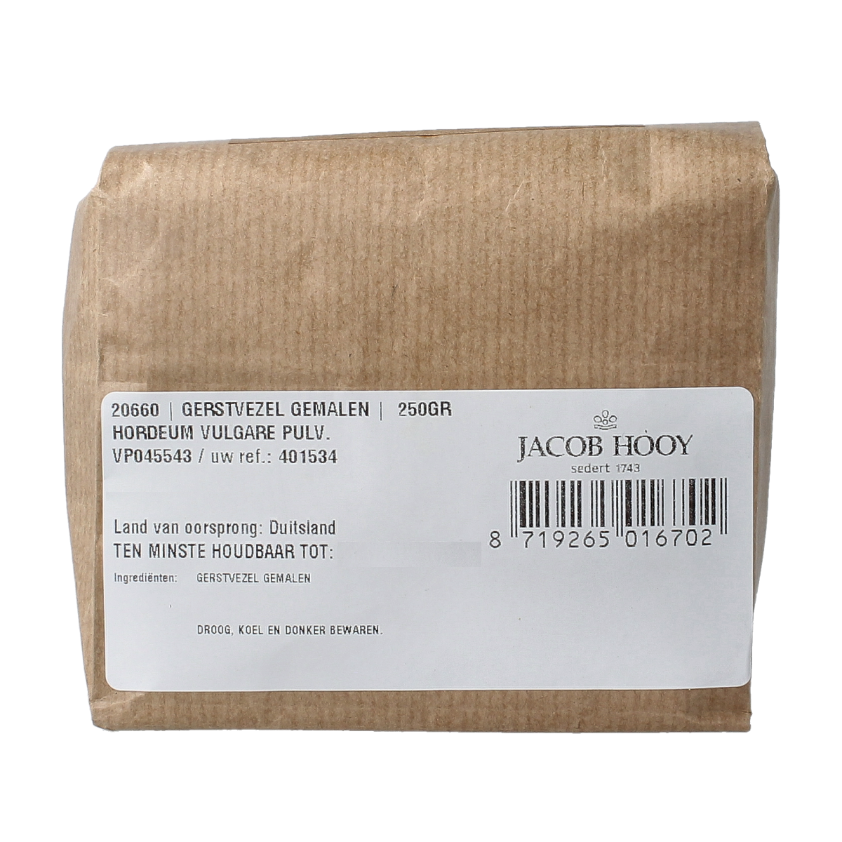 Jacob Hooy Gerstvezel gemalen 250 gram