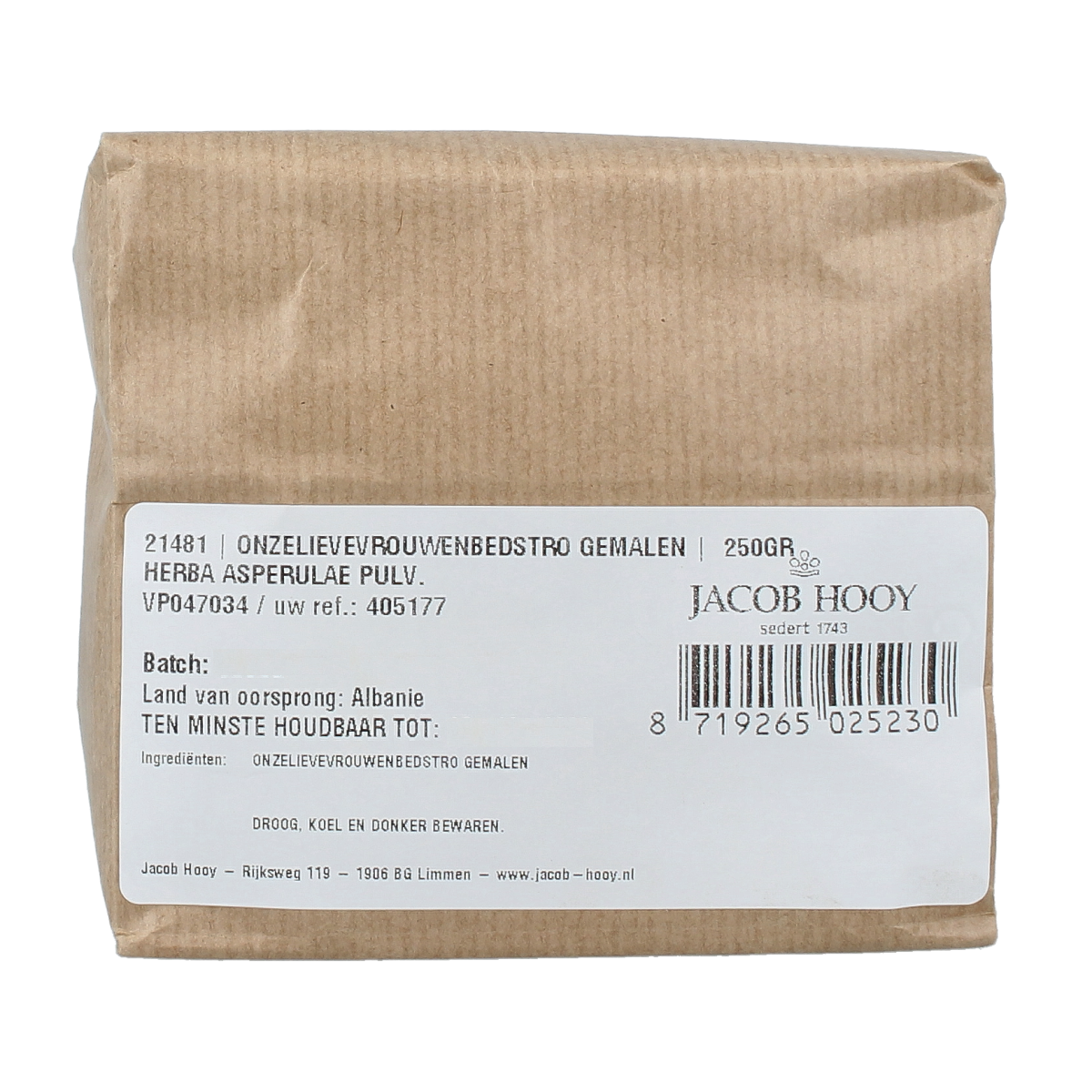 Jacob Hooy Onzelievevrouwenbedstro gemalen 250 gram