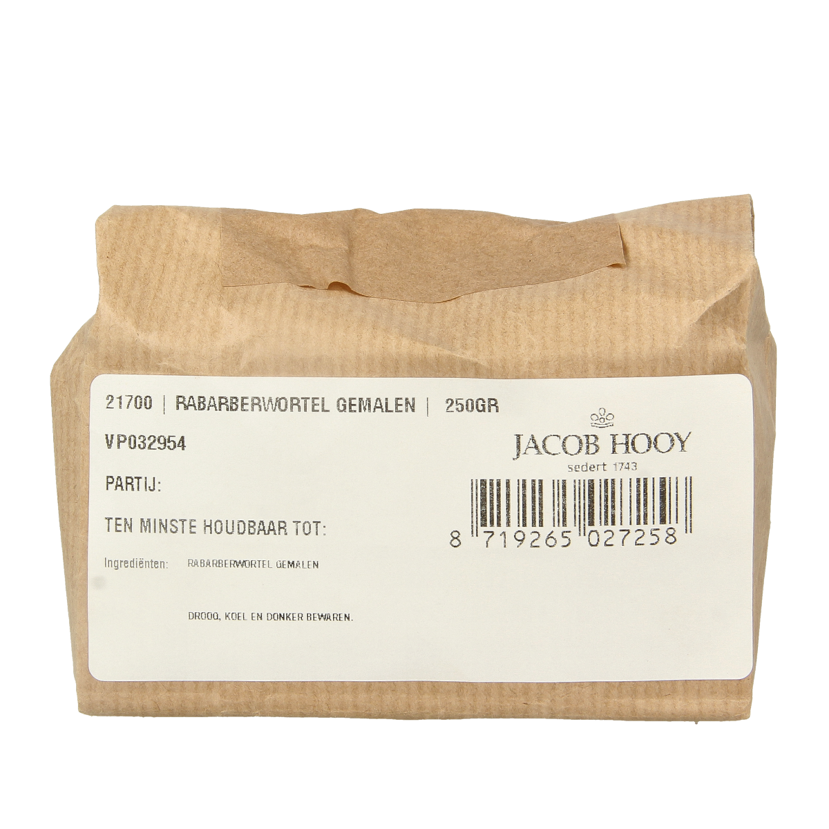 Jacob Hooy Rabarberwortel gemalen 250 gram
