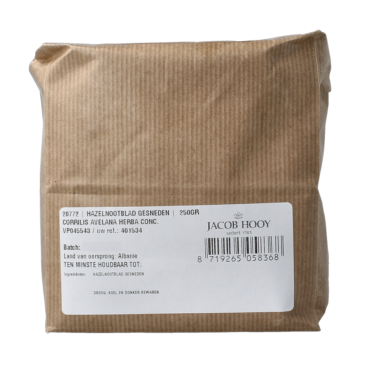 Jacob Hooy Hazelnootblad gesneden 250 gram