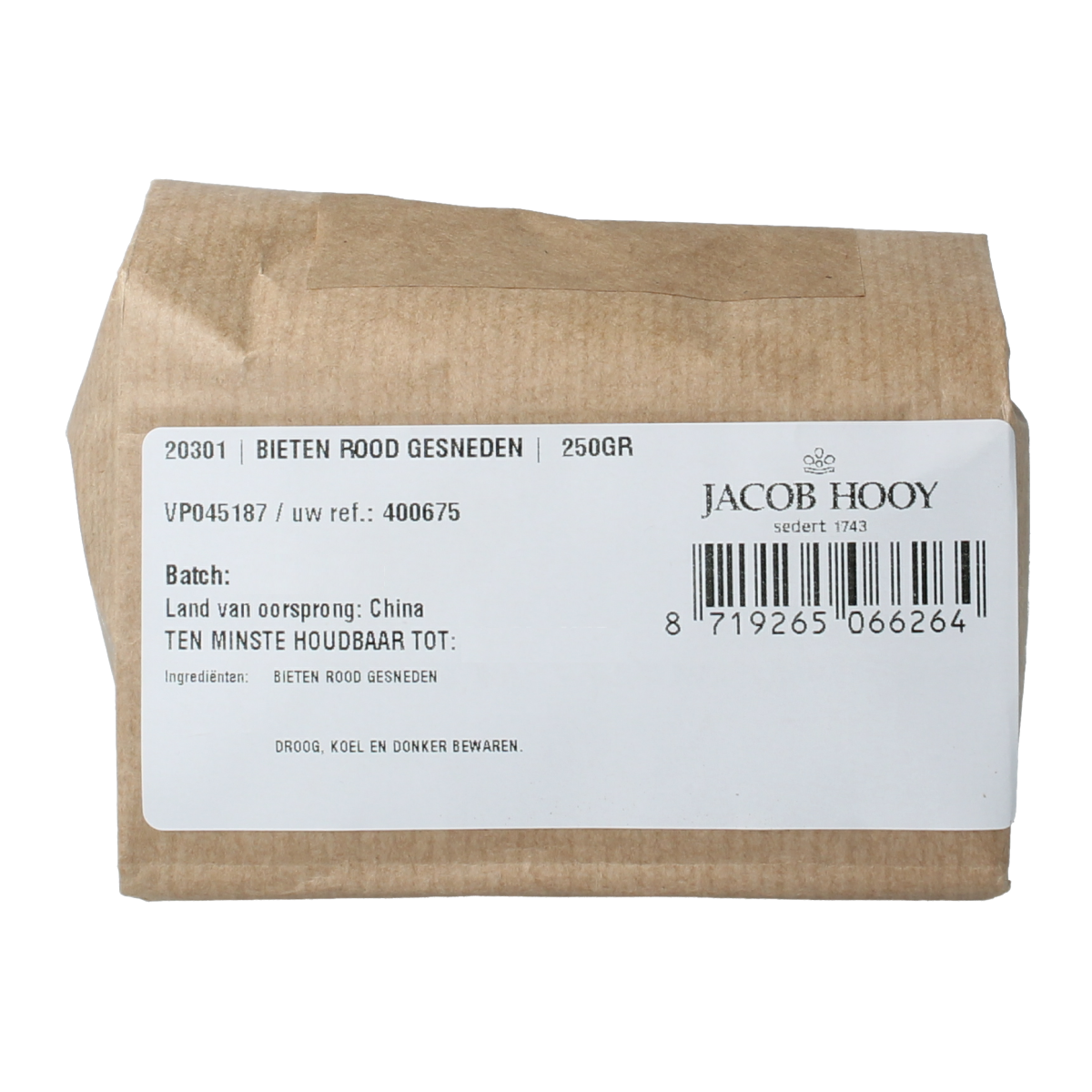Jacob Hooy Bieten rood gesneden 250 gram