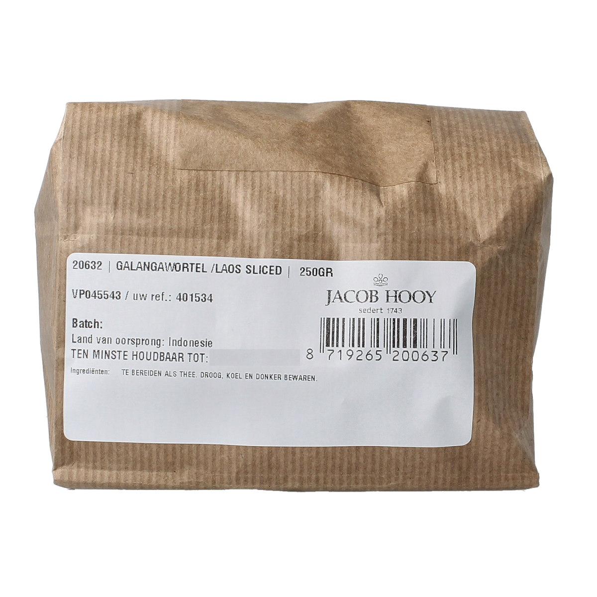 Jacob Hooy Galangawortel/laos gesneden 250 gram