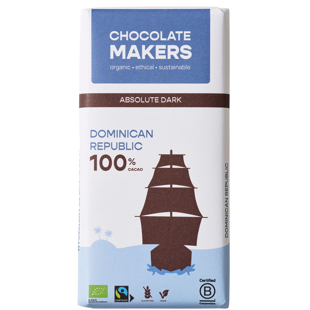 Chocolatemakers Reep tres hombres 100% extra puur fairtrade 80 gram