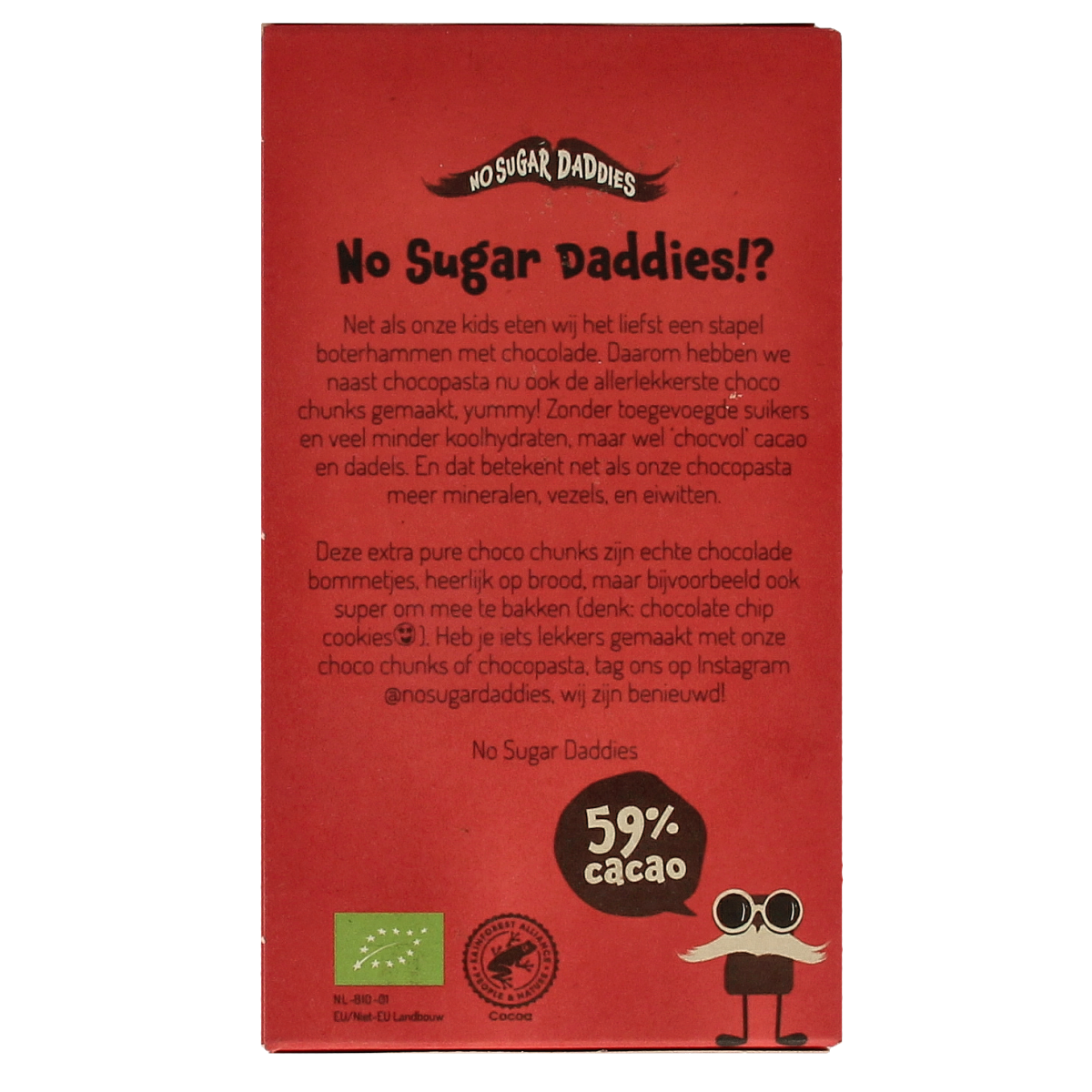 No Sugar Daddies Choco chunks extra puur biologisch 180 gram