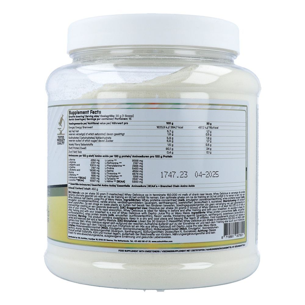 Xxl Nutrition Whey Delicious Vanilla 450 gram