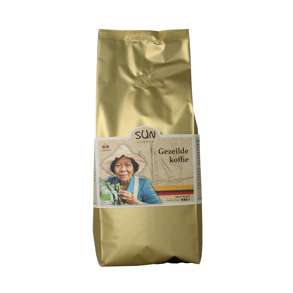 Sun Coffee Gezeilde koffiebonen gold roast biologisch 1 kg