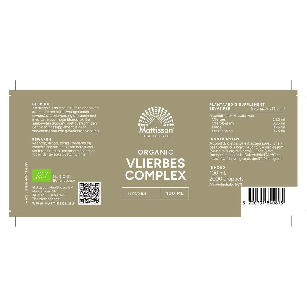 Mattisson Biologisch Vlier complex tinctuur 100 ml