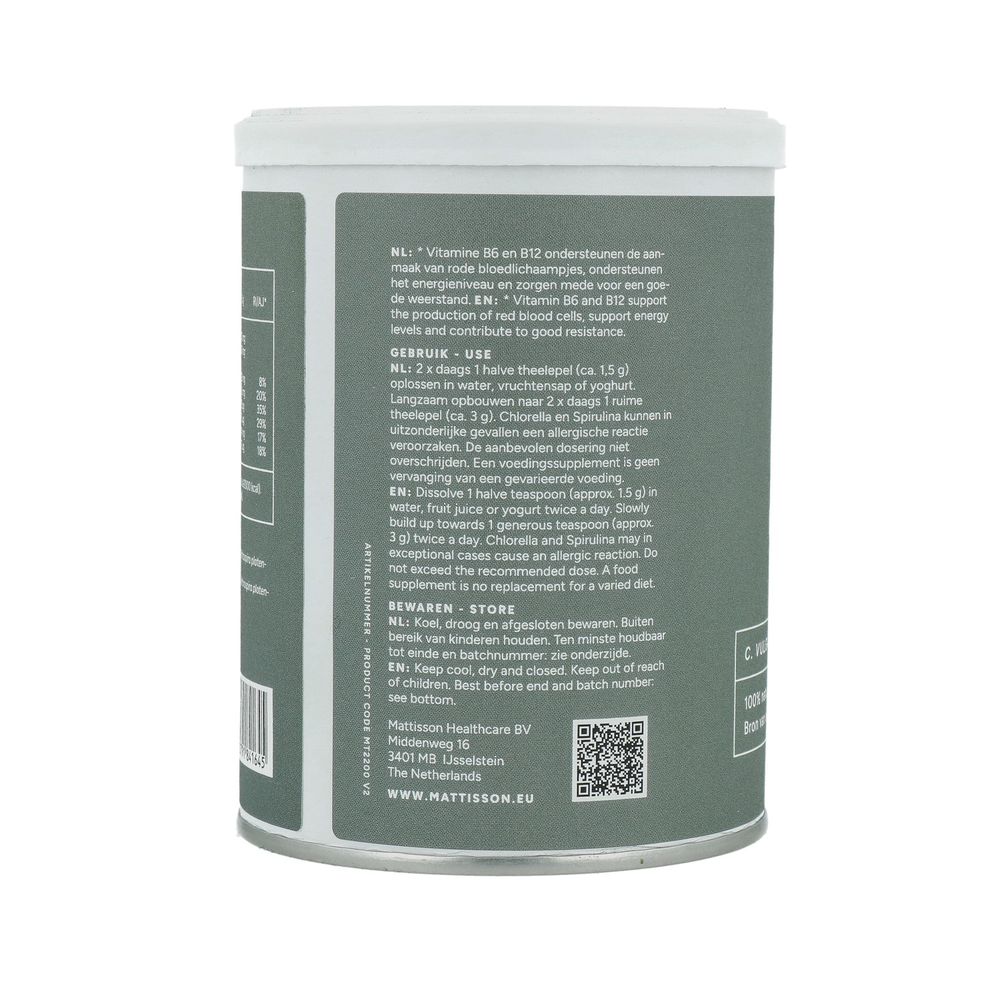 Mattisson Biologisch Chlorella Spirulina poeder 125 gram