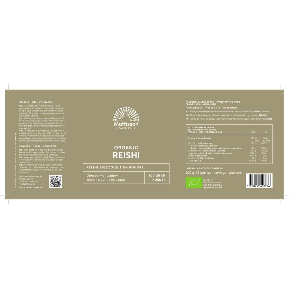 Mattisson Organic reishi poeder 100 gram