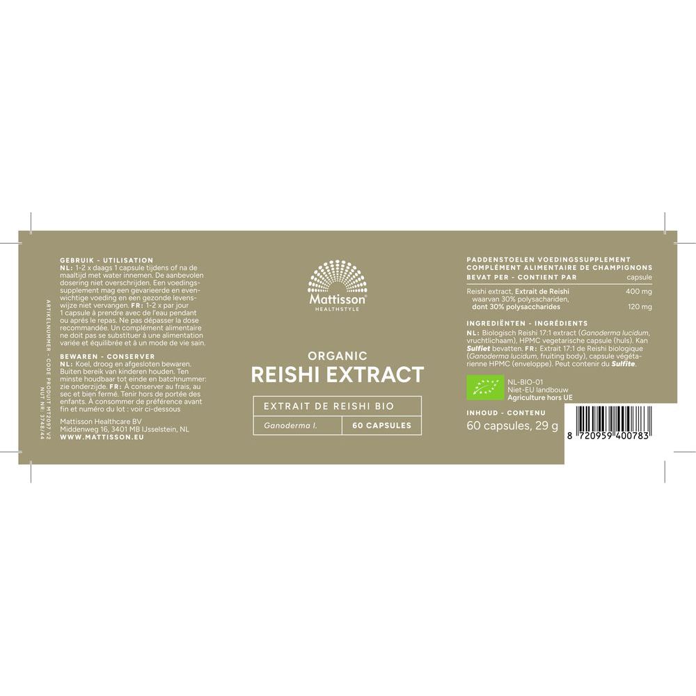 Mattisson Biologisch Reishi Extract 60 capsules