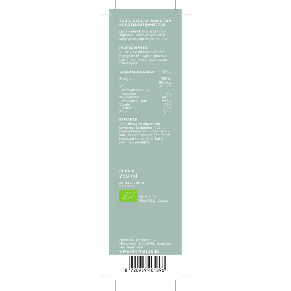 Mattisson Organic coconut amino's biologisch 250 ml