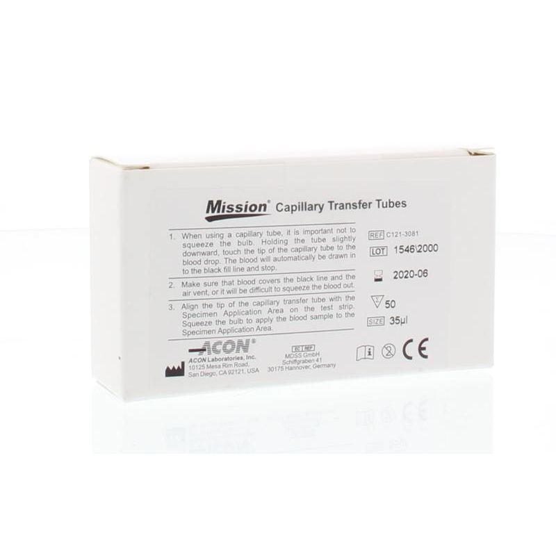 Mission Cholesterol capillary transfer tubes 50 stuks