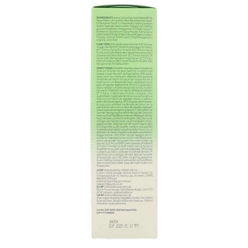 Purito Oat PDRN Gentle Refining Toner 200 ml