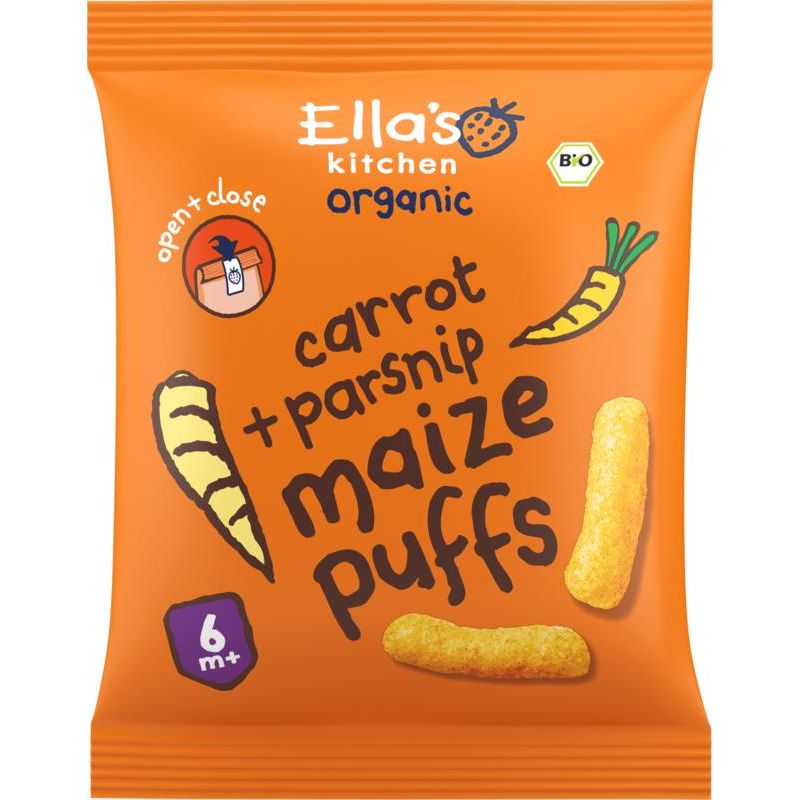 Ella's Kitchen Maize puffs carrot/parsnip 6+ maanden 20 gram