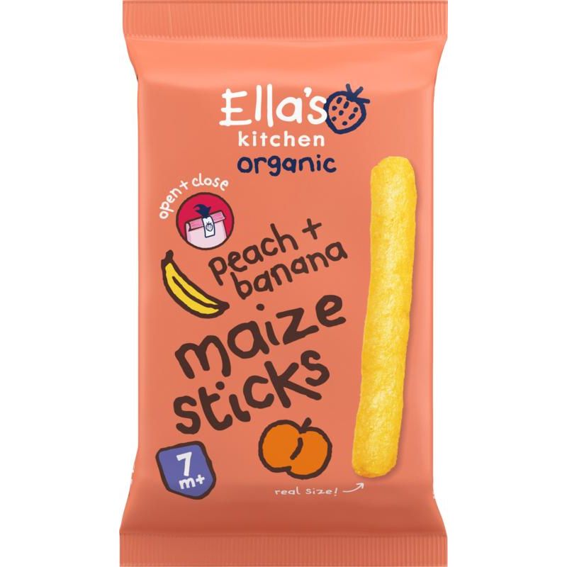 Ella's Kitchen Maize sticks peach banana 7+ maanden 16 gram