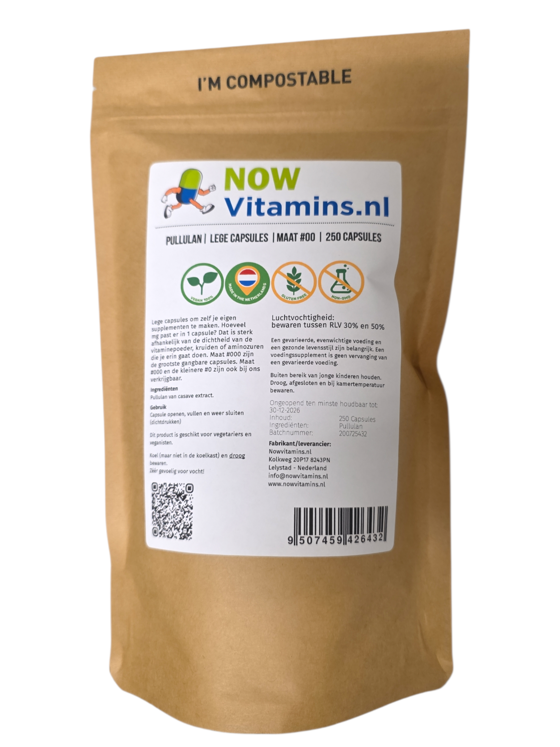 Vitarium Pullulan lege capsule mt 00 250 stuks