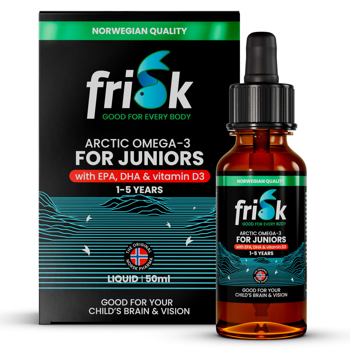 Frisk Omega 3 kind – visolie met DHA & D3 50 ml