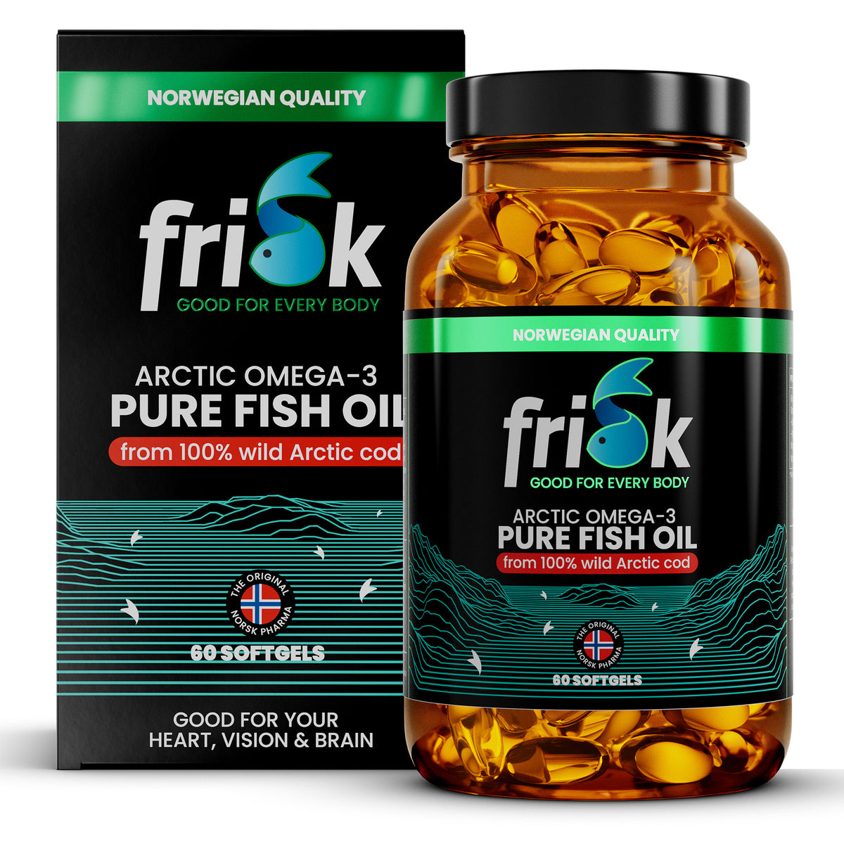 Frisk Omega 3 pure visolie – DHA & EPA 60 softgels