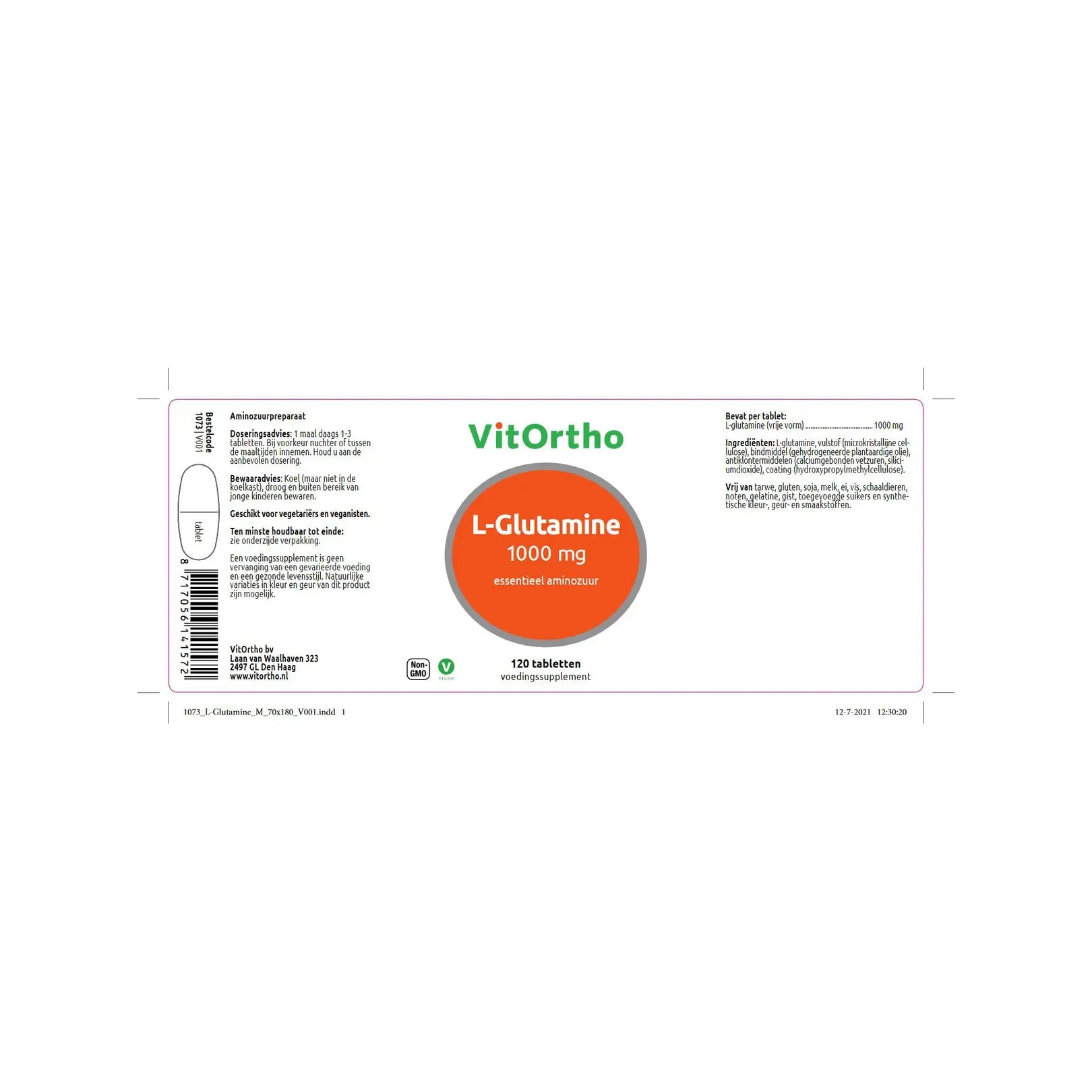 VitOrtho L-Glutamine 1000 mg 120 tabletten